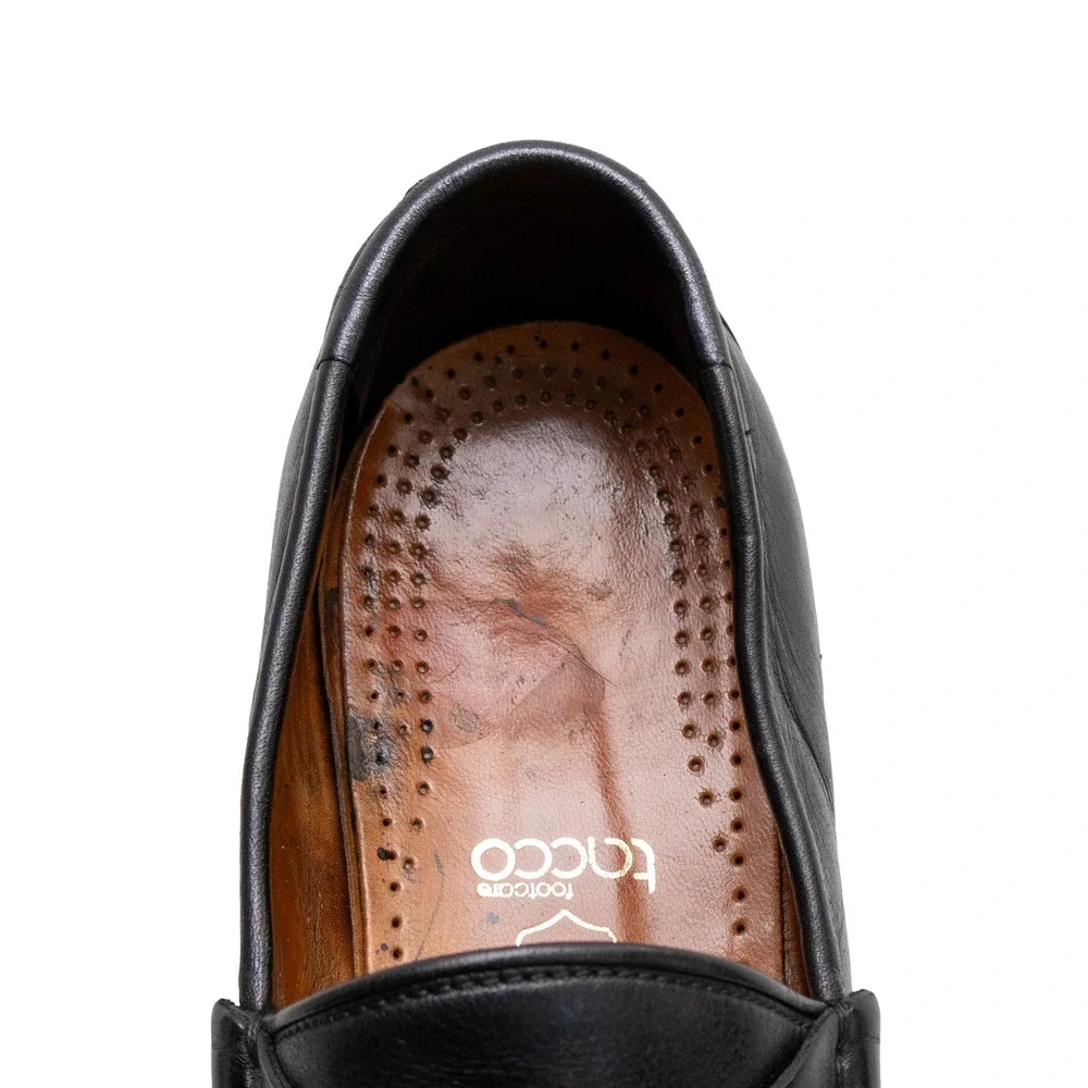 Gucci Men's Black Leather Horsebit Loafers Vibram Lug Sole US 10